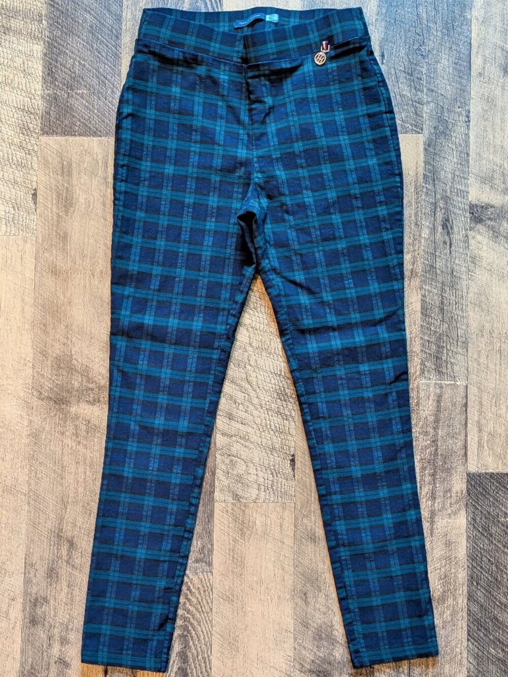 Tommy Hilfiger Plaid Pants Leggings Small Blue Green Black